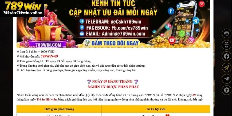 Điều kiện cần biết khi nhận khuyến mãi 789WIN
